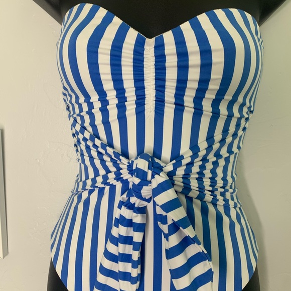 Blue & White Stripped One Piece Bikini Size Medium - Picture 3 of 12